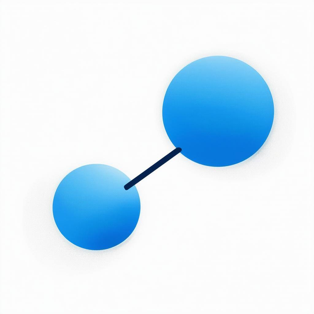 2 blue dots connected by a line, white background