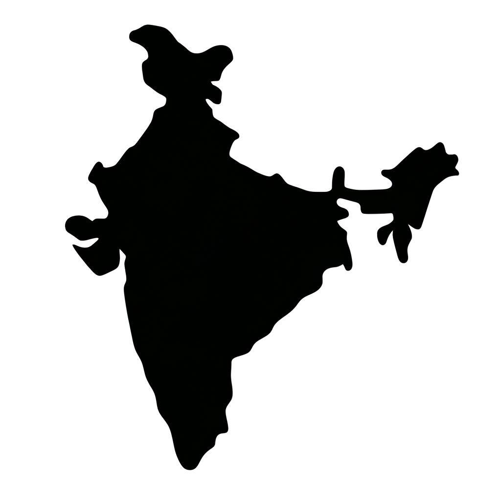 A black silhouette of india with a white background-1