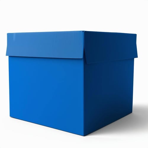 A blue shipping box white background