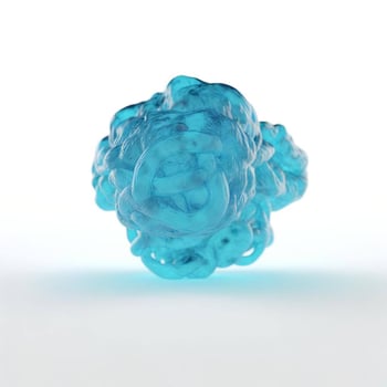 A windows blue tumor tissue mass with a white background