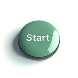 a dark mint green start button on a white background