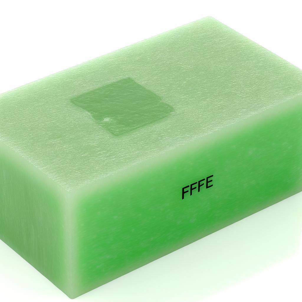 a light shamrock green FFPE block on a white background