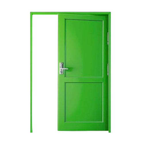 an open green door